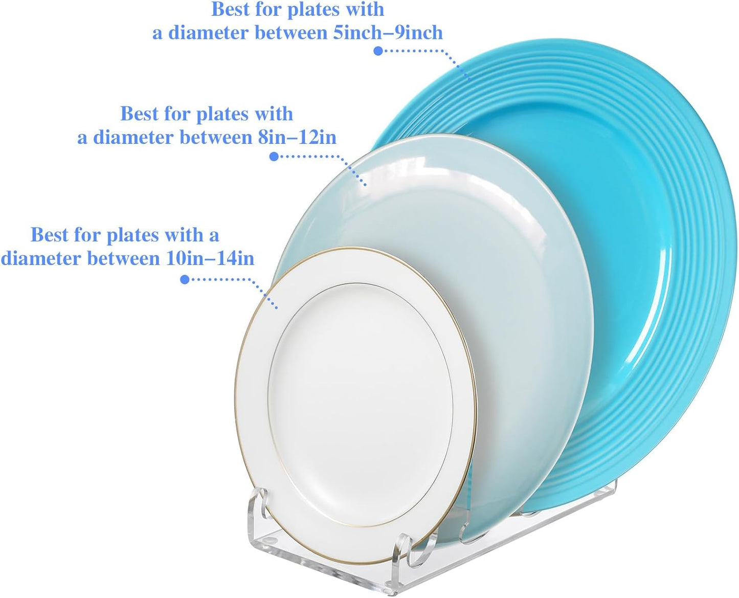 Domensi 2 Pcs Acrylic 3 tier Plate Stands for Display Clear Dinnerware Display Stand organizer China Plate Racks for China Place Setting Holder for Plates Platters