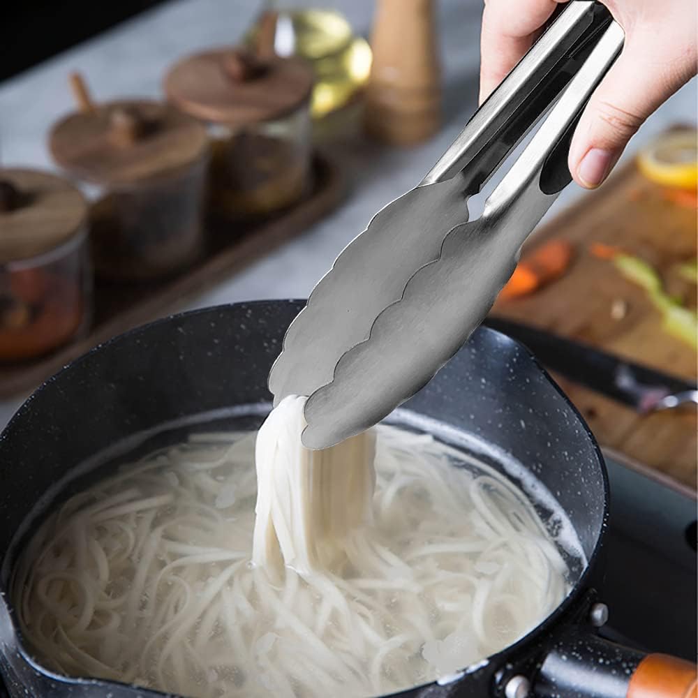 Small Stainless Steel Serving Tongs 7-Inch Mini Food Tongs, Set of 3