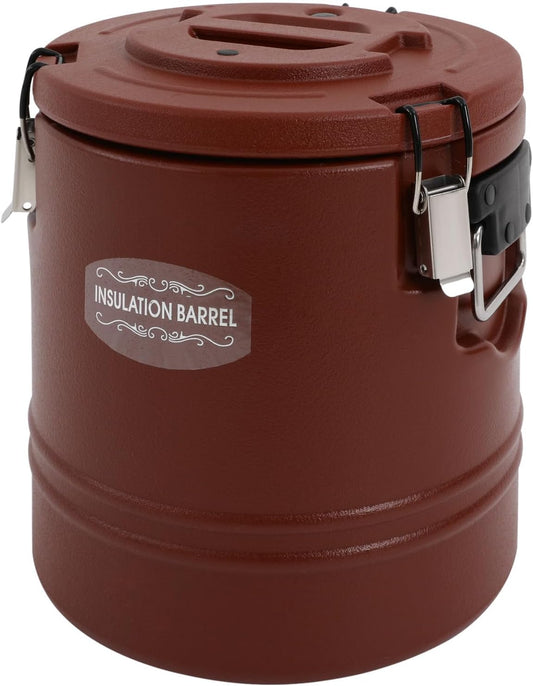 DYNAMI Large Insulated Food Container,4 Gallon Portable Commercial Food Warmer Insulated Soup Container Cold Hot Box for Catering,Stainless Steel Inner Liner, Sealed and Leak-proof (Brown, 4 Gal)