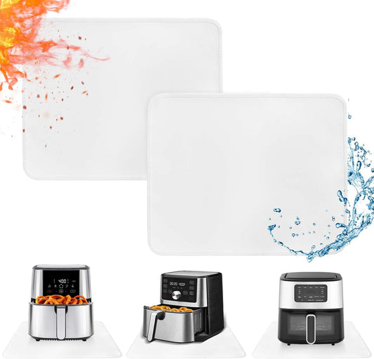 Heat Resistant Mats for Countertop - Fireproof 15x18 in Heat Resistant Mats for Air Fryer - Kitchen Countertop Protector Hot Pad for Air Fryer, Coffee Maker, Stand Mixer, Oven 2PCS - White