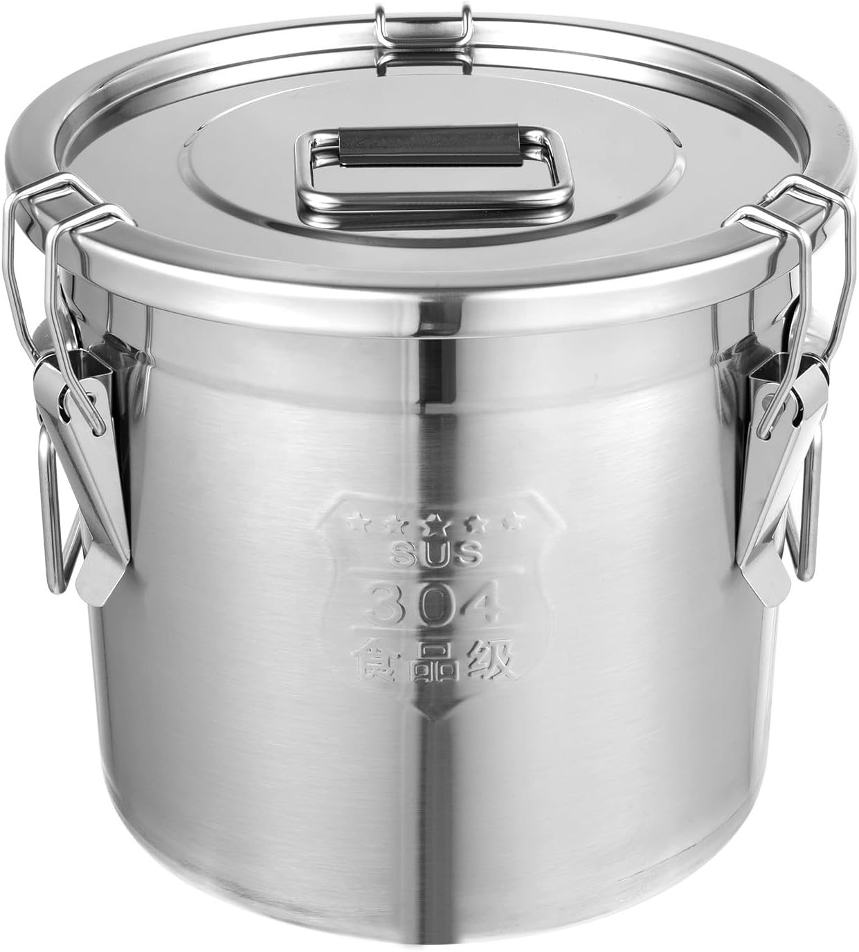 12L Stainless Steel Storage Bucket, Food Storage Containers With Lids and Sturdy Locking Clamp, 10-21lbs Metal Storage Bucket for Rice, Flour, Grain, Coffee Bean(12L)