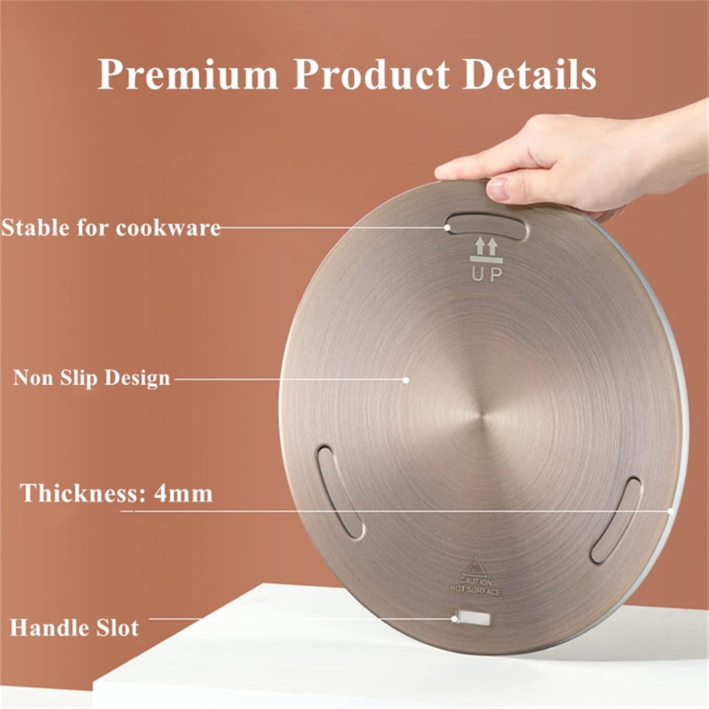 Induction Plate Adapter, Heat Diffuser for Gas Glass Stove Cooktop, Induction Converter Disk with Removable Handle, Simmer Heat Diffuser Plate for Cookware Accessories 6.3inch