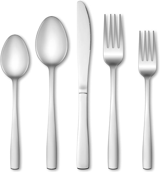40 Pcs Silverware Set, Stainless Steel Flatware Set for 8, Food-Grade Cutlery Set, Mirror Polished Tableware Eating Utensils Set for Home Kitchen, Include Knife Fork Spoon Set, Dishwasher Safe