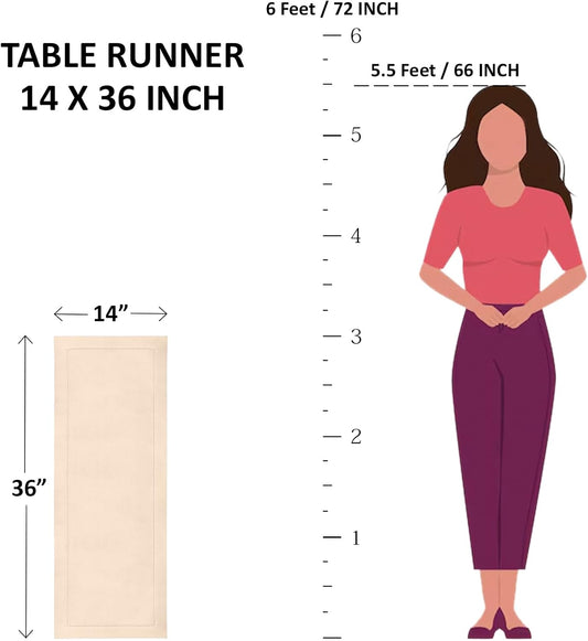 Solino Home Linen Table Runner 36 Inches - 100% Pure Linen White and Natural Short Table Runner 14 x 36 Inch Ideal for Dresser and Coffee Tables - Contempo - Thanksgiving, Holiday