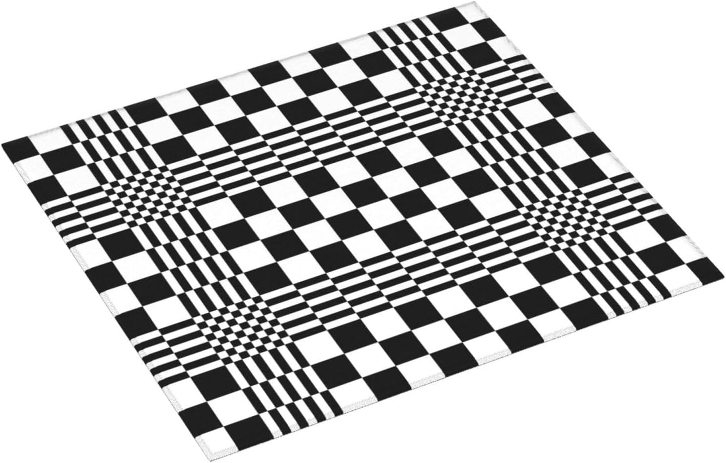 Black White Checkerboard Optical Art Dish Drying Mat for Kitchen Counter & Sink, Absorbent Microfiber Drying Pad for Dishes, Foldable Modern Geometric Kitchen Mat for Dining Area Home Decor, 16" x 18"