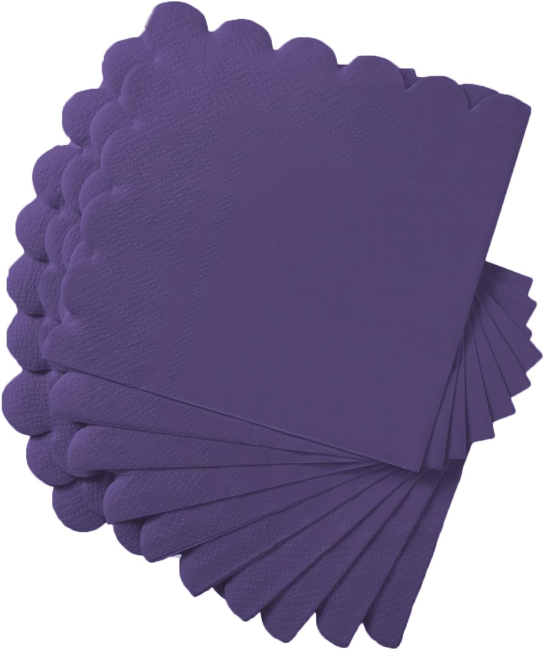 100 Pack Cocktail Napkin 2-Ply Scalloped Edged Dessert Napkins Folded 5 x 5 Inches Disposable Napkins for Dinner Wedding Birthday Party Bridal Anniversary Reception Event (Dark Purple)