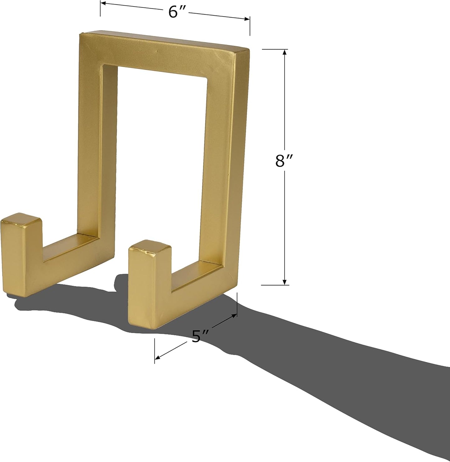 Red Co. 8” Tall Industrial-Style Metal Photo Frame Holder & Plate Display Stand Easel, Matte Gold