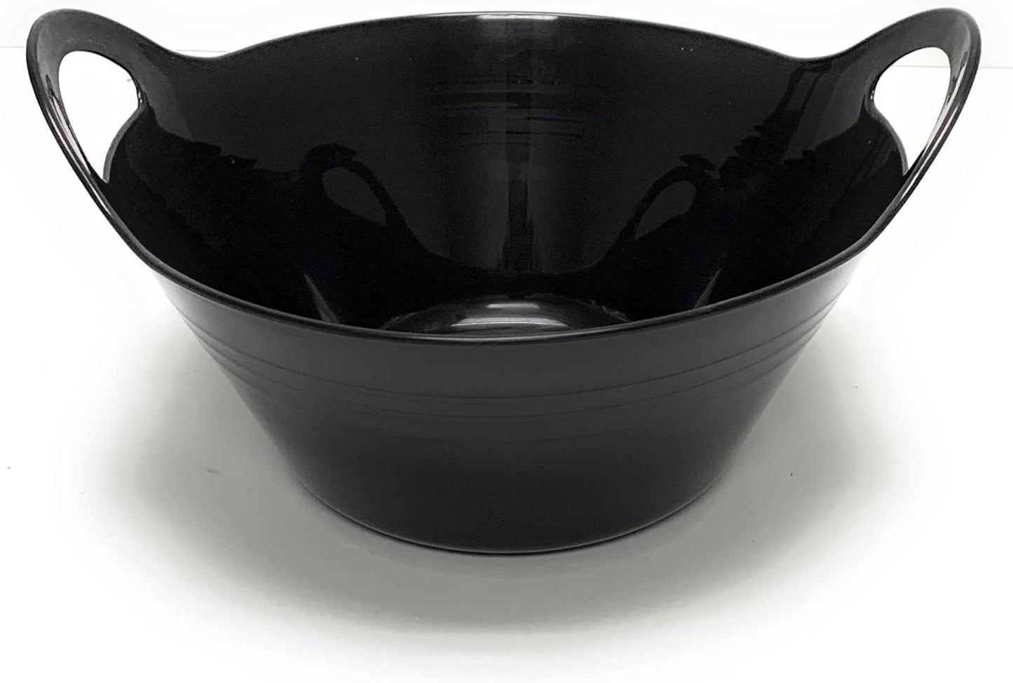 Mintra Home Plastic Bowls with Handles (4.5L Large 2pk, Black) - 11.25W x 5inH (6.75inH with handles) - large bowl for popcorn, snacks, drinks, candy, party, Halloween, trick or treat bowls - 2 Pack