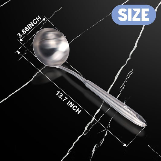 HOTEC Stainless Steel Soup Ladle Spoon 13.7" – Kitchen Ladle for Cooking and Serving, One-Piece 304 Stainless Steel Serving Spoon for Soup, Stew, Gravy, Broth