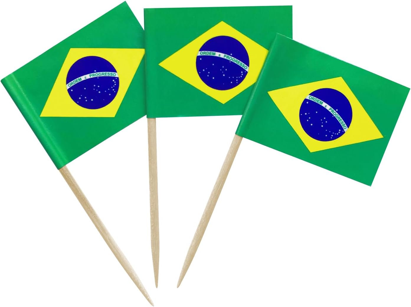 100PCS Brazil Flag Brazilian Small Toothpick Flag Decor Mini Cupcake Toppers Cocktail Food Flags Cocktail Picks
