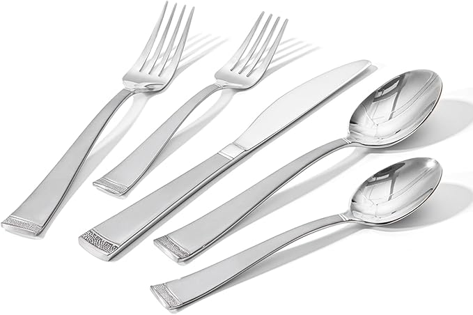 HIKAA 60PCS Matte Handle Silverware Set for 12, Stainless Steel Flatware Set, Modern Design Cutlery Set for Home/Hotel/Wedding, Dishwasher Safe