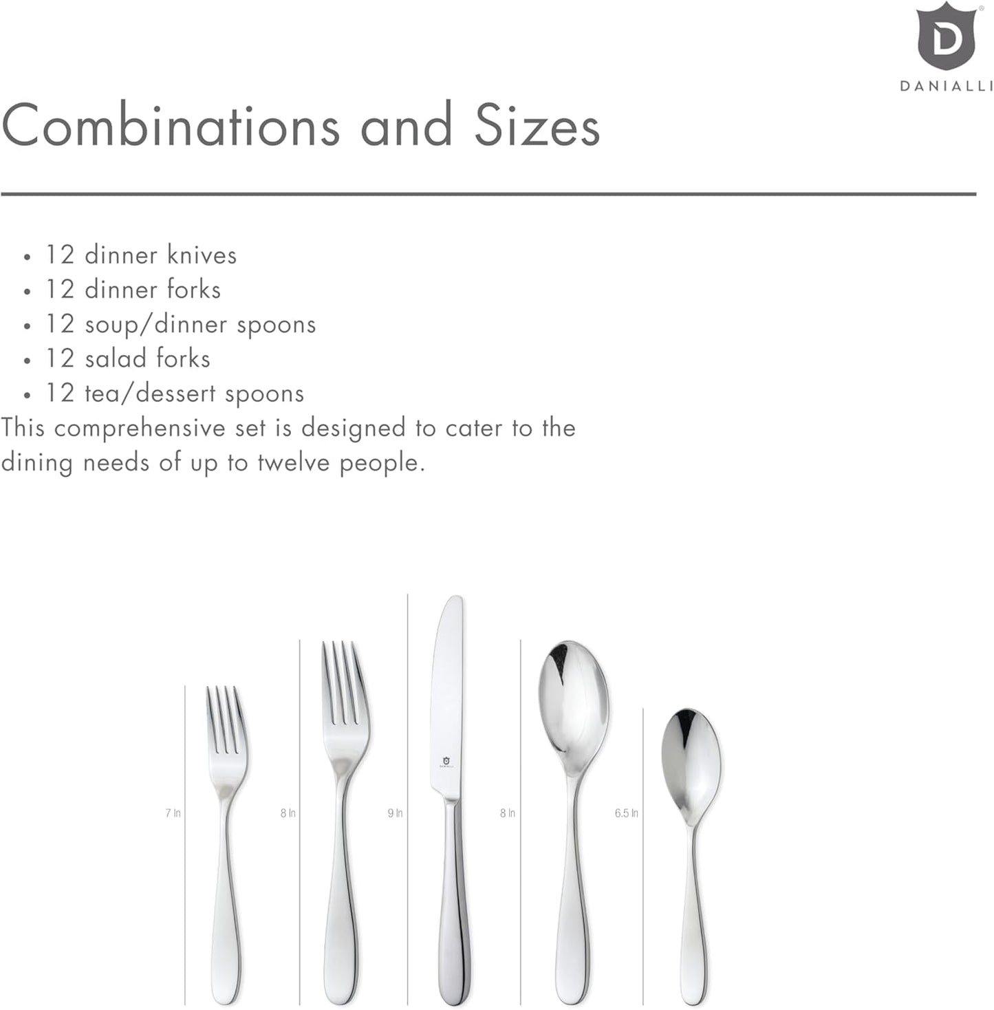 Matte Silverware Set, 18/10 Stainless Steel Satin Flatware, Modern Brushed Finish Cutlery, Dishwasher Safe & Durable, Built to Last (60-Piece, Fidenza)