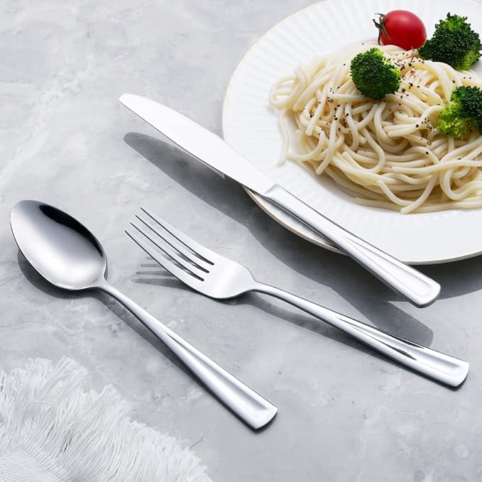 20-Piece Silverware Set for 4, GoGeiLi Stainless Steel Flatware Cutlery Set for 4, include Fork, Knife and Spoon Set, Mirror Finished