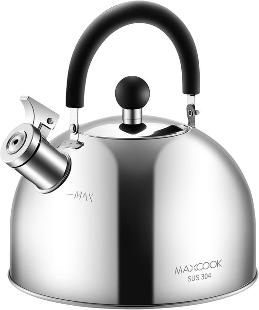 304 Stainless Steel Whistling Tea Kettle 3.17 Quart/3L Tea Pot, Suitable to Boiling Water & Tea on Induction Stove, Gas Stove Top