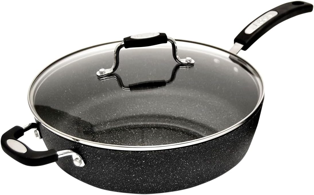 Starfrit The Rock Classic 11" (28cm) Non-Stick Deep Fry Pan with Helper Handle - Durable Forged Aluminum - Oven Safe - PFOA Free - Easy to Clean