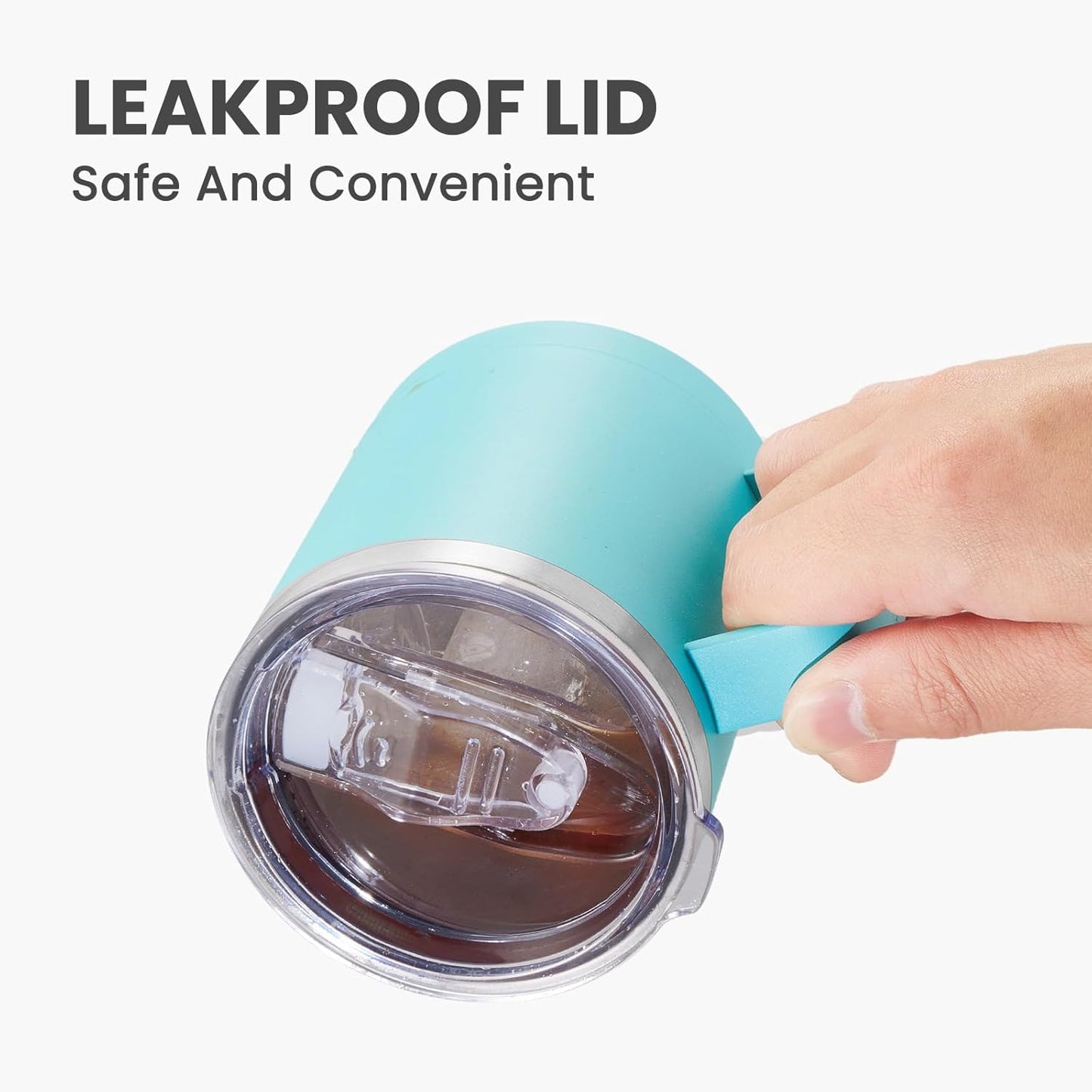 MEWAY 12oz Coffee Mug With Handle 8 Pack Bulk,Stainless Steel Insulated Travel Tumblers With Sliding Lid,Double Wall Vacuum Camping Cup for Hot & Cold Drinks Tea (Light Green,Set of 8)