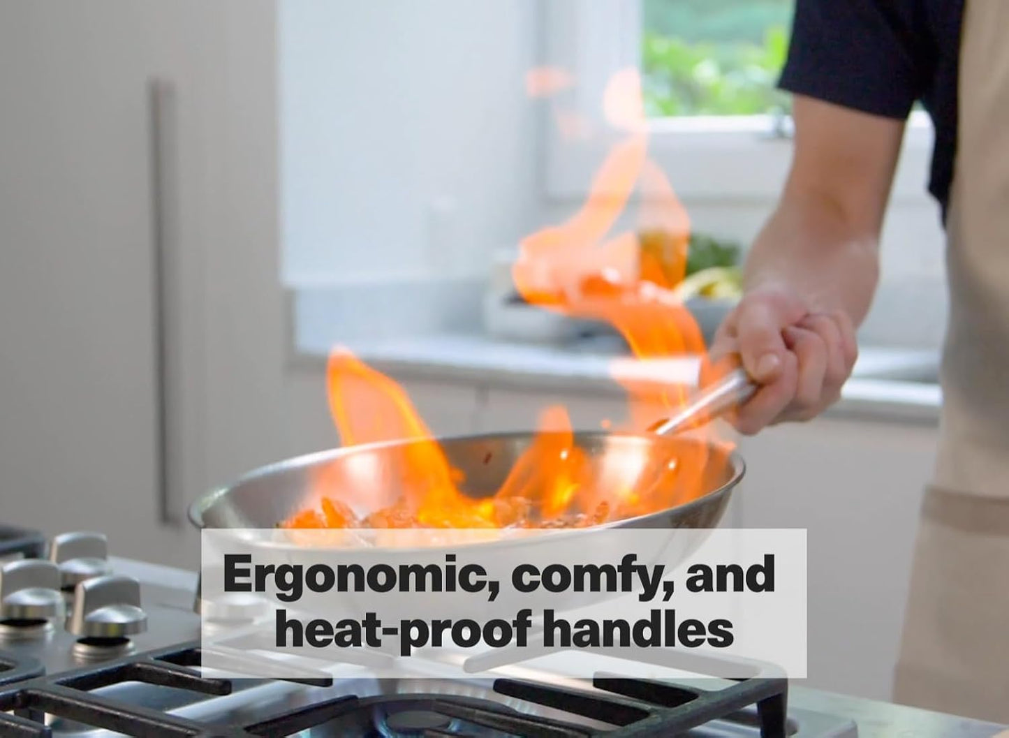 Misen 5-Ply Stainless Steel 10" & 12" Frying Pan Set - Professional Cookware for Induction, Gas and Electric - Dishwasher Safe, Oven Safe to 800°F - Durable, Versatile, Even Heating