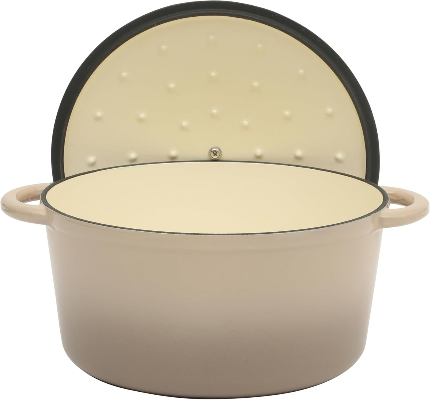 Gibson Home Addlestone 7 Qt Enameled Cast Iron Dutch Oven Pot with Lid – Round, Oven Safe to 500°F, Ideal for Bread Baking & Stews - Gradient Taupe
