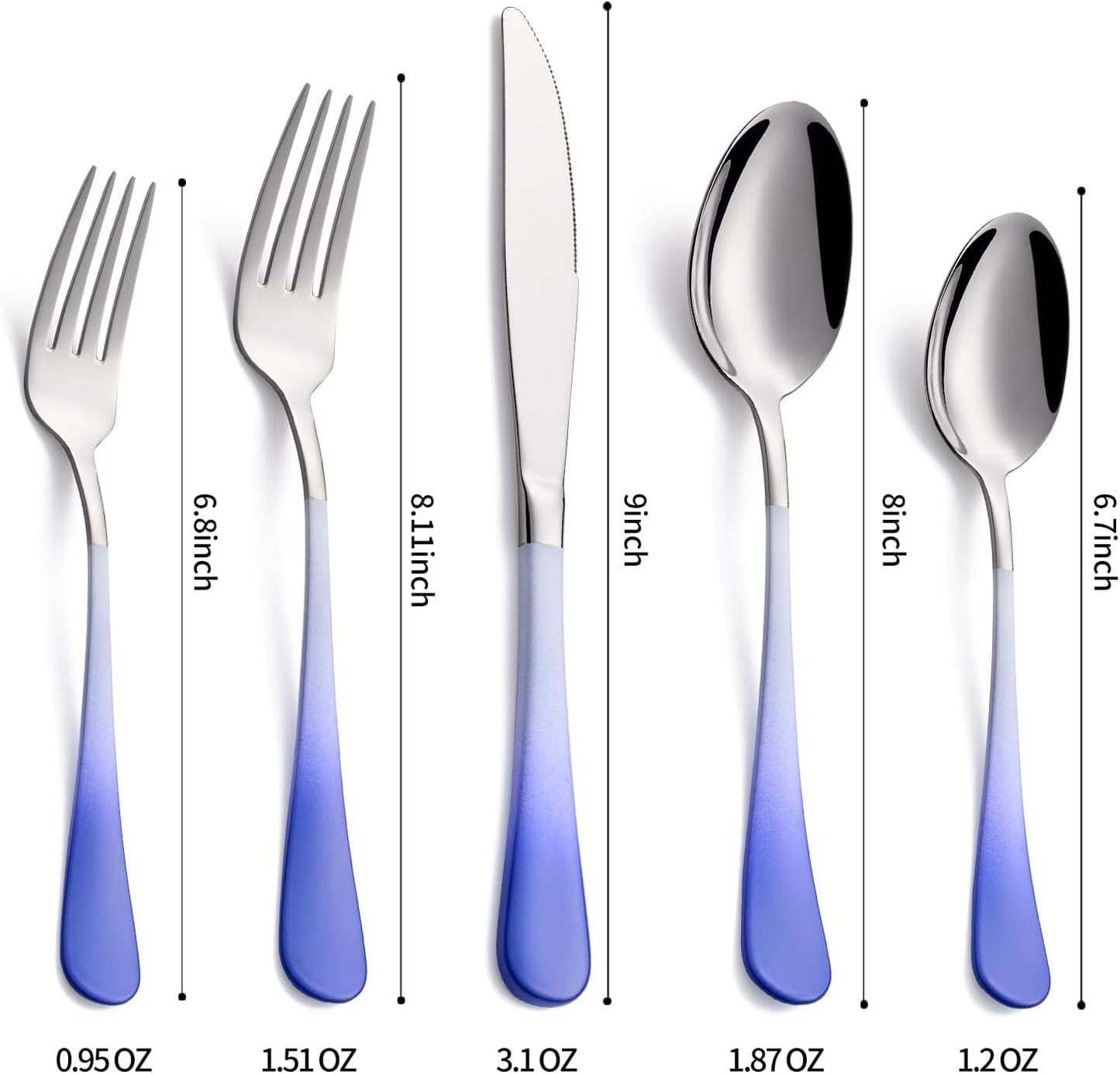 20-Pieces Color Silverware Sets for 4,Blue and white Handle Stainless Steel Cutlery Set, Include Forks Spoons and Knives Set, Dishwasher Safe Utensil Sets for Home Restaurant
