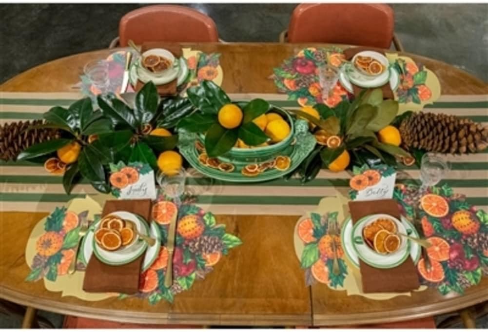 Green Kraft Striped Table Runner - Disposable Paper Table Runner for Parties or Weddings - American Made