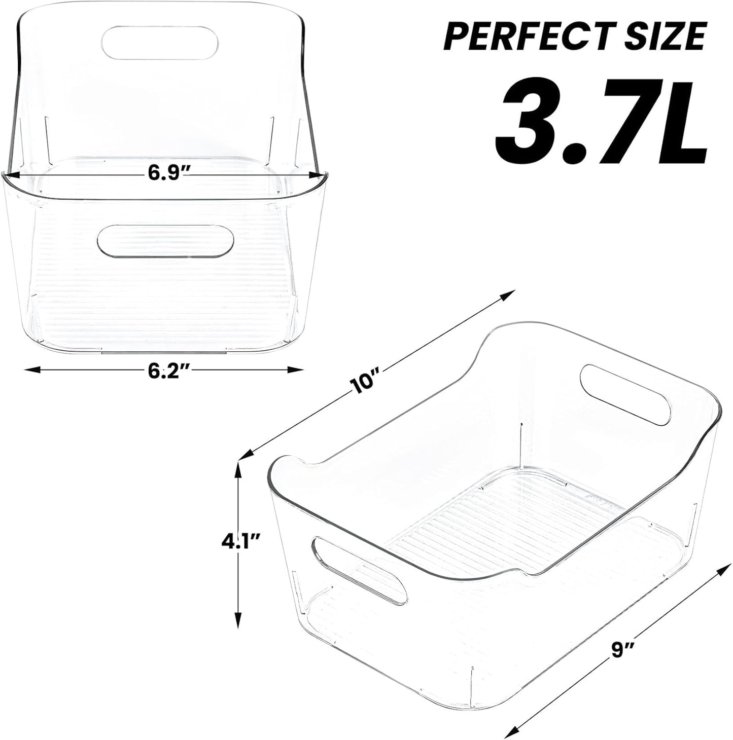 Clear Plastic Storage Bins, Set of 12, Multi-Use Organization and Storage Containers for Pantry, Cabinet, Refrigerator, Freezer, Bathroom, Organizer Bins for Home & Kitchen