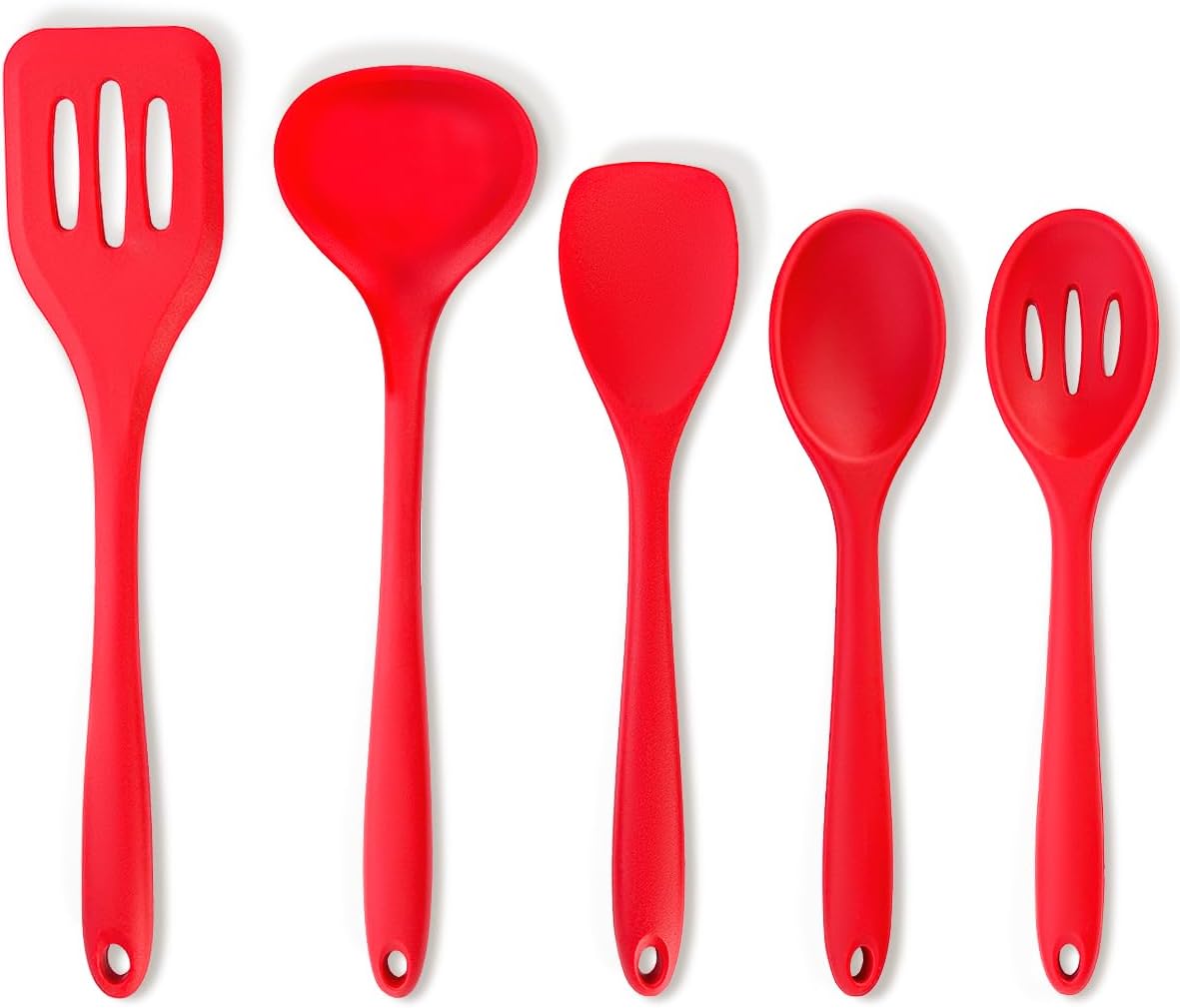 Better Houseware Silicone Cooking Utensil Set - 5 Piece Red Silicone Kitchen Utensils - Stain & Odor Resistant, Heat Resistant, Dishwasher Safe