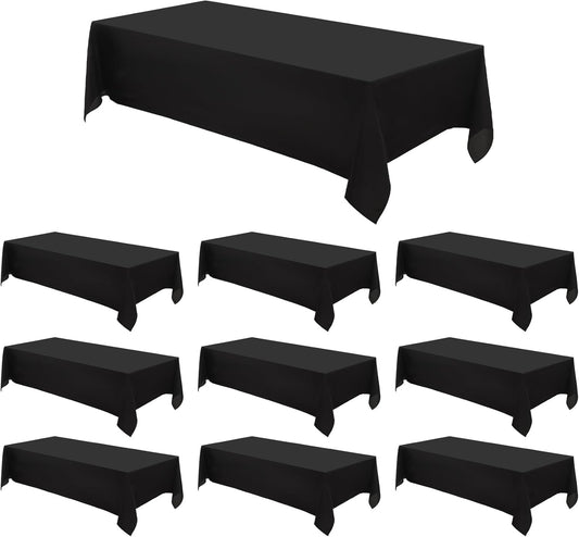 Rectangle Tablecloths 60x120 Inch 10 Pack Black Tablecloth Washable Decorative Linen Polyester Table Cloths for Dining Table Banquets Buffet Parties and Wedding