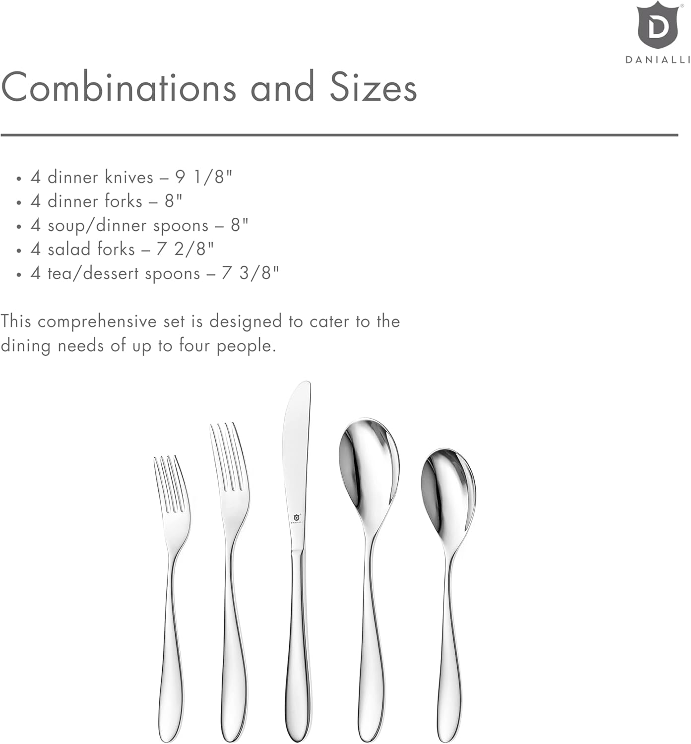 Matte Silverware Set, 18/10 Stainless Steel Satin Flatware, Modern Brushed Finish Cutlery, Dishwasher Safe & Durable, Built to Last (40-Piece, Marettimo)