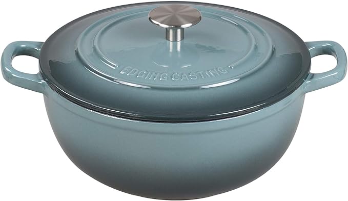 Enameled Cast Iron Dutch Oven Pot with Lid for Sourdough Bread Baking, Bread Dutch Ovens, Cooking Pots, 5 Quart, Slateblue