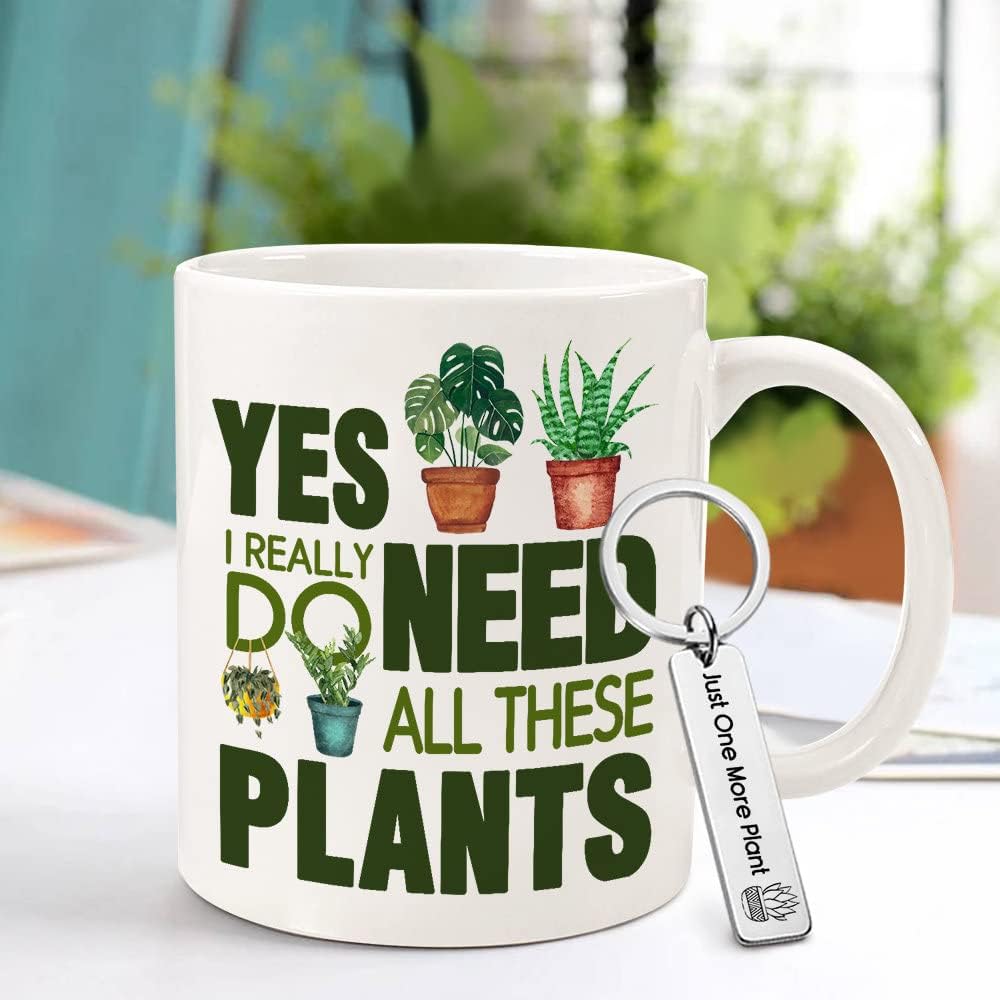Plants Mug Gifts for Plant Lover Women Men Gifts For Plant Lovers 11oz Coffee Mug Crazy Plants Lady Themed Cactus Gift Christmas Birthday Present Tea Cup With Keychain