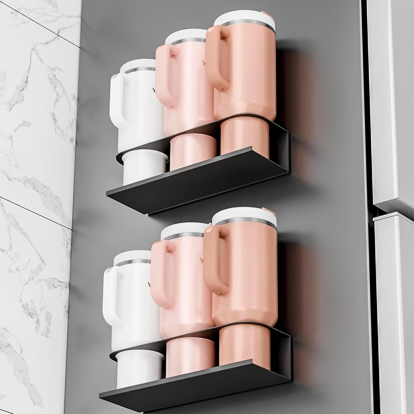 Magnetic Cup Holder for Stanley 30/40 oz Water Bottles-2 Pack, Tumbler Organizer for Stanley Cup, Strong Magnetic Storage Organizer Holder, Flexible Disassembly, for Kitchen, Refrigerator