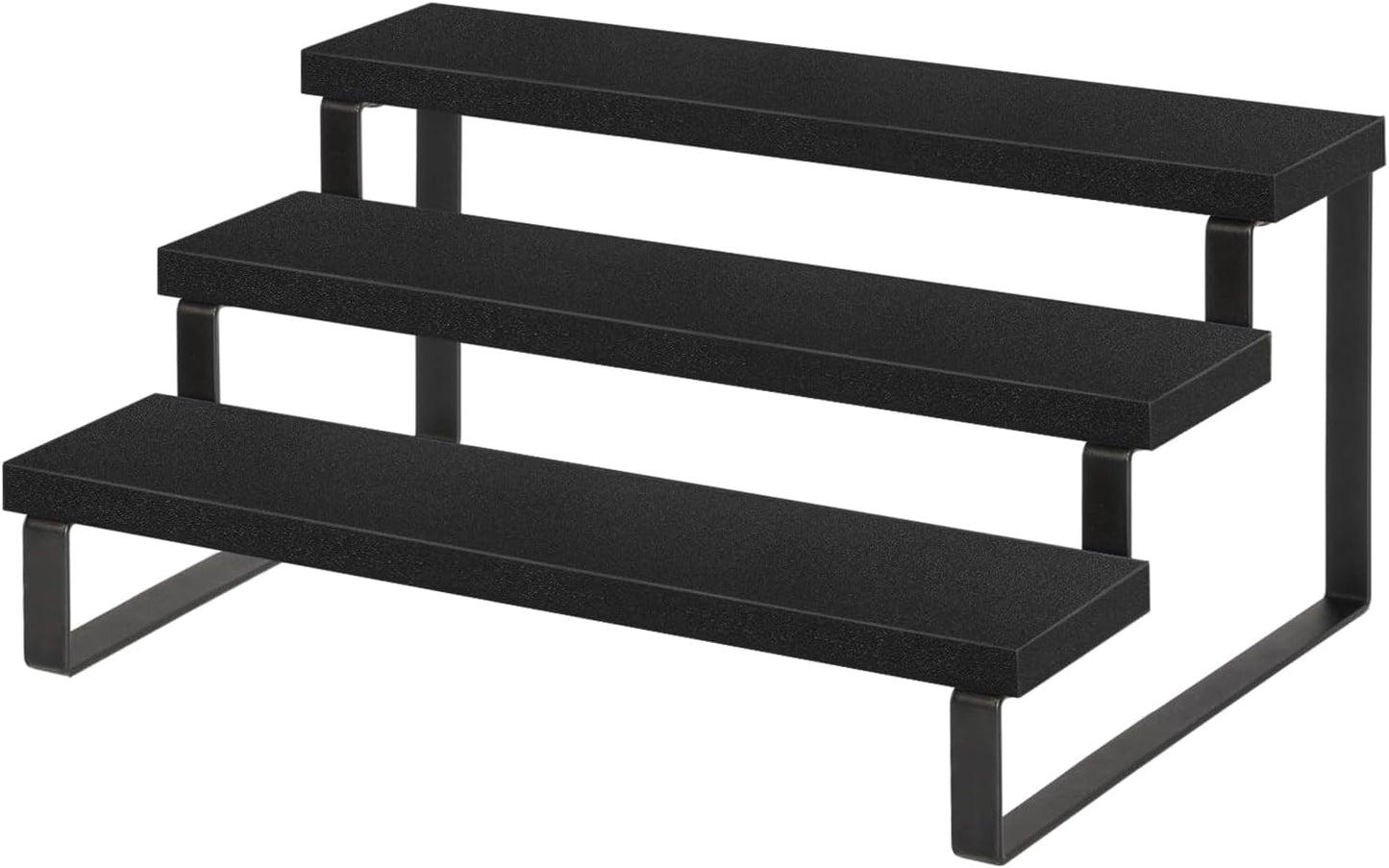 YINMIT Wooden Display Riser Stand, Tiered Perfume and Cologne Organizer Stand, 3 Tier Spice Rack Organizer, Rustic Display Shelf for Candles (3 Tier,Black)