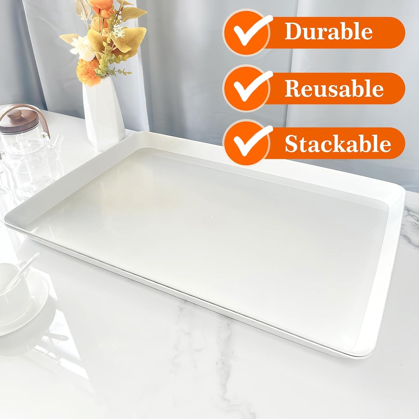 Serving Tray Platter, 22'' x 15'' x 1.6'', 2 Pcs Food Tray for Veggie Fruit Snack Dessert Cookie Cheese, Food Trays for Party Supplies Display, Large Platters for Serving Food, BPA Free