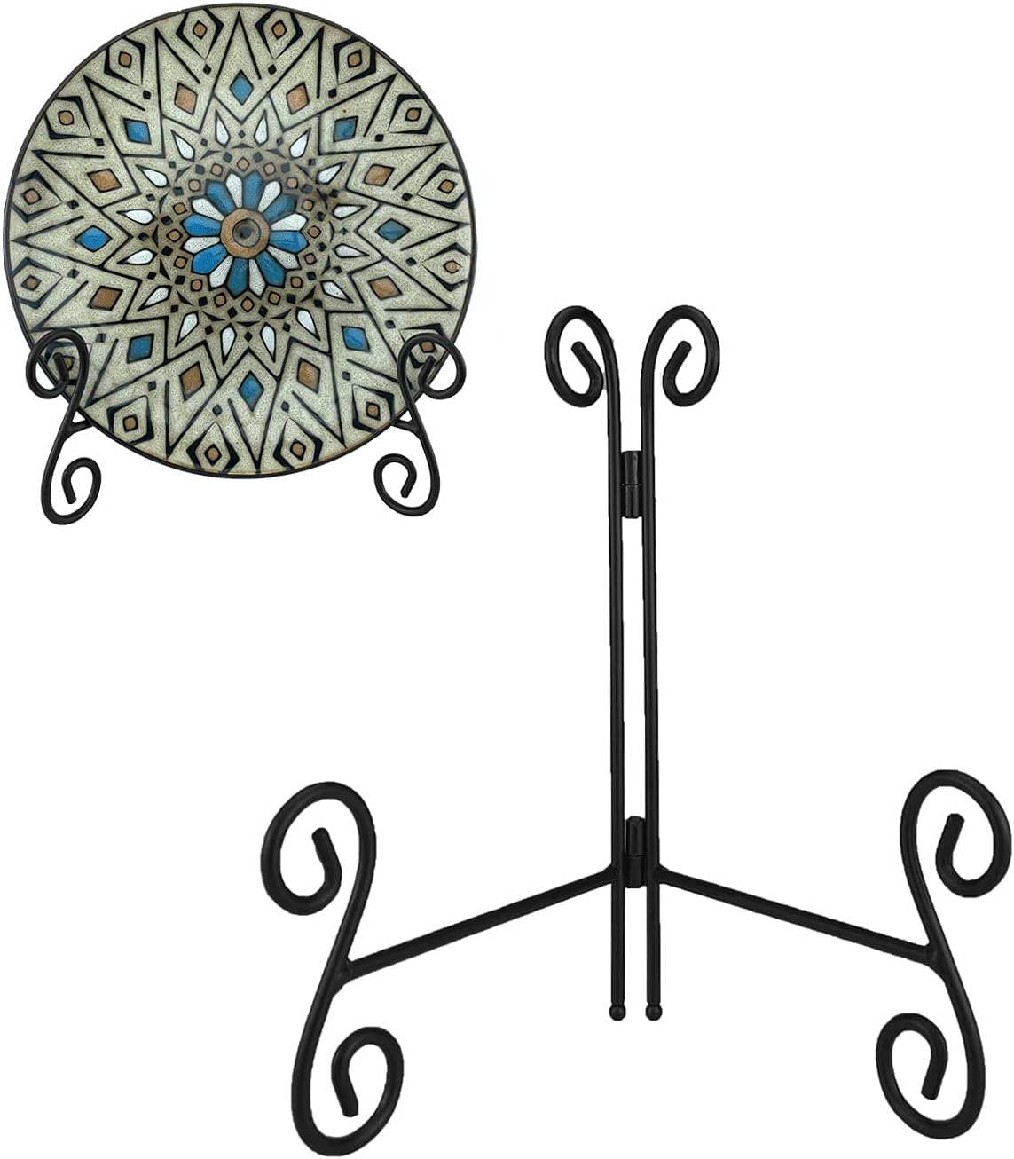 Plate Stand, 8 Inch Plate Holder Display Stand 1 Pack, Black Metal Picture Stand Picture Frame Easel for Home Office Exhibition Reception