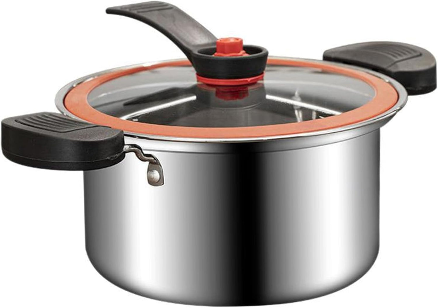 Mini Pressure Cooker, 3.5L Stainless Steel Stock Pot with Lock Handles & See-Through Lid, Non-Stick Micro Pressure Cooker fo
