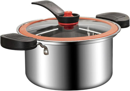Mini Pressure Cooker, 3.5L Stainless Steel Stock Pot with Lock Handles & See-Through Lid, Non-Stick Micro Pressure Cooker fo