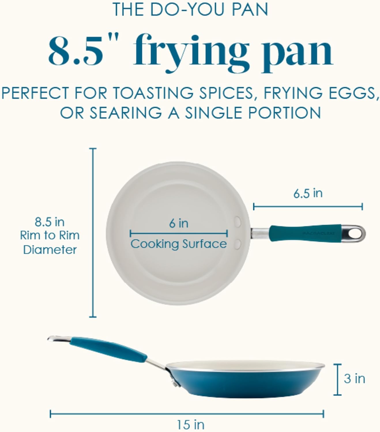 Rachael Ray Cucina Ceramic Nonstick Frying Pans/Skillet Set, Dishwasher Safe, 8.5 inch and 10 inch Open Fry Pans - Marine Blue