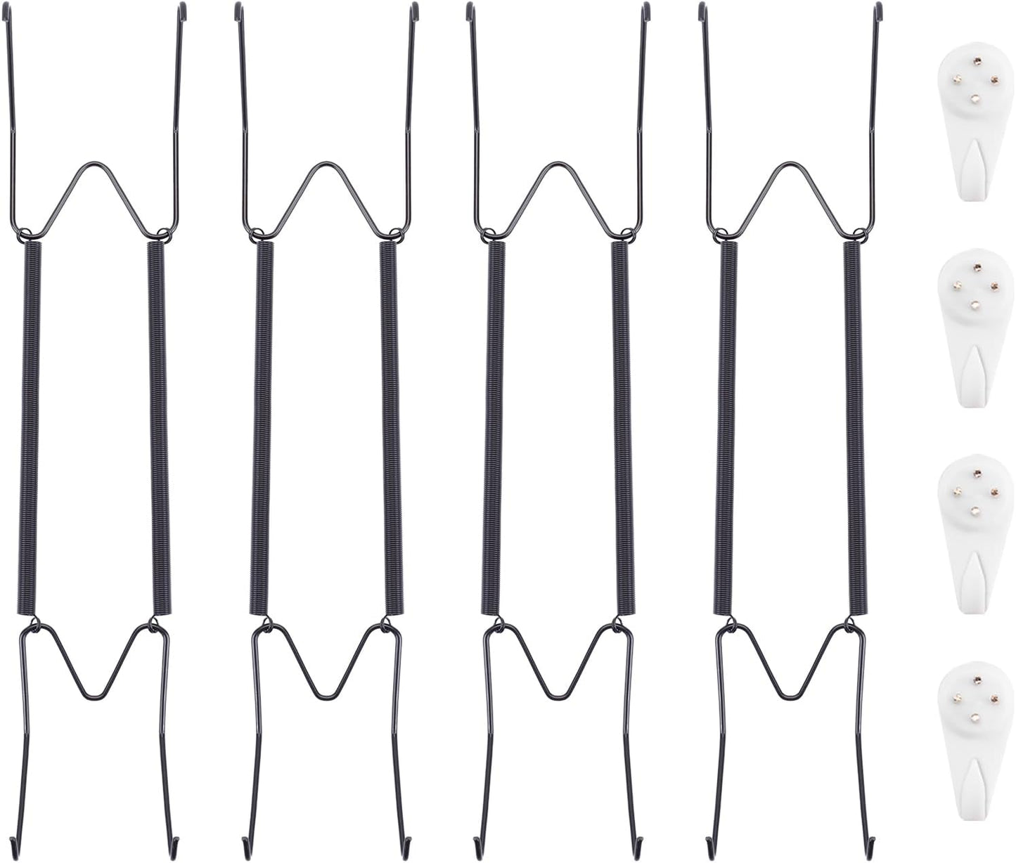Bilillo 4 Pack Plate Hangers for The Wall, Suitable for 12''-16'' Decorative Plate,Invisible Heavy Duty Wire Plate Holder with Wall Hooks, Plate Hangers for Displaying Plates, Platter, Dish (Black)