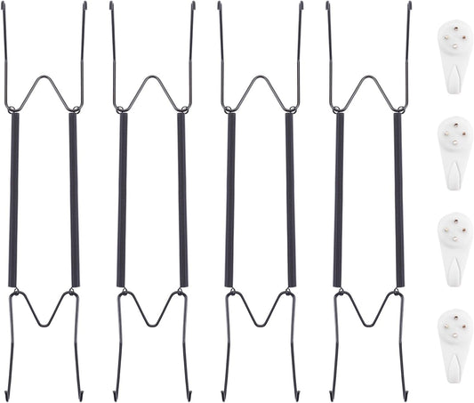 Bilillo 4 Pack Plate Hangers for The Wall, Suitable for 12''-16'' Decorative Plate,Invisible Heavy Duty Wire Plate Holder with Wall Hooks, Plate Hangers for Displaying Plates, Platter, Dish (Black)