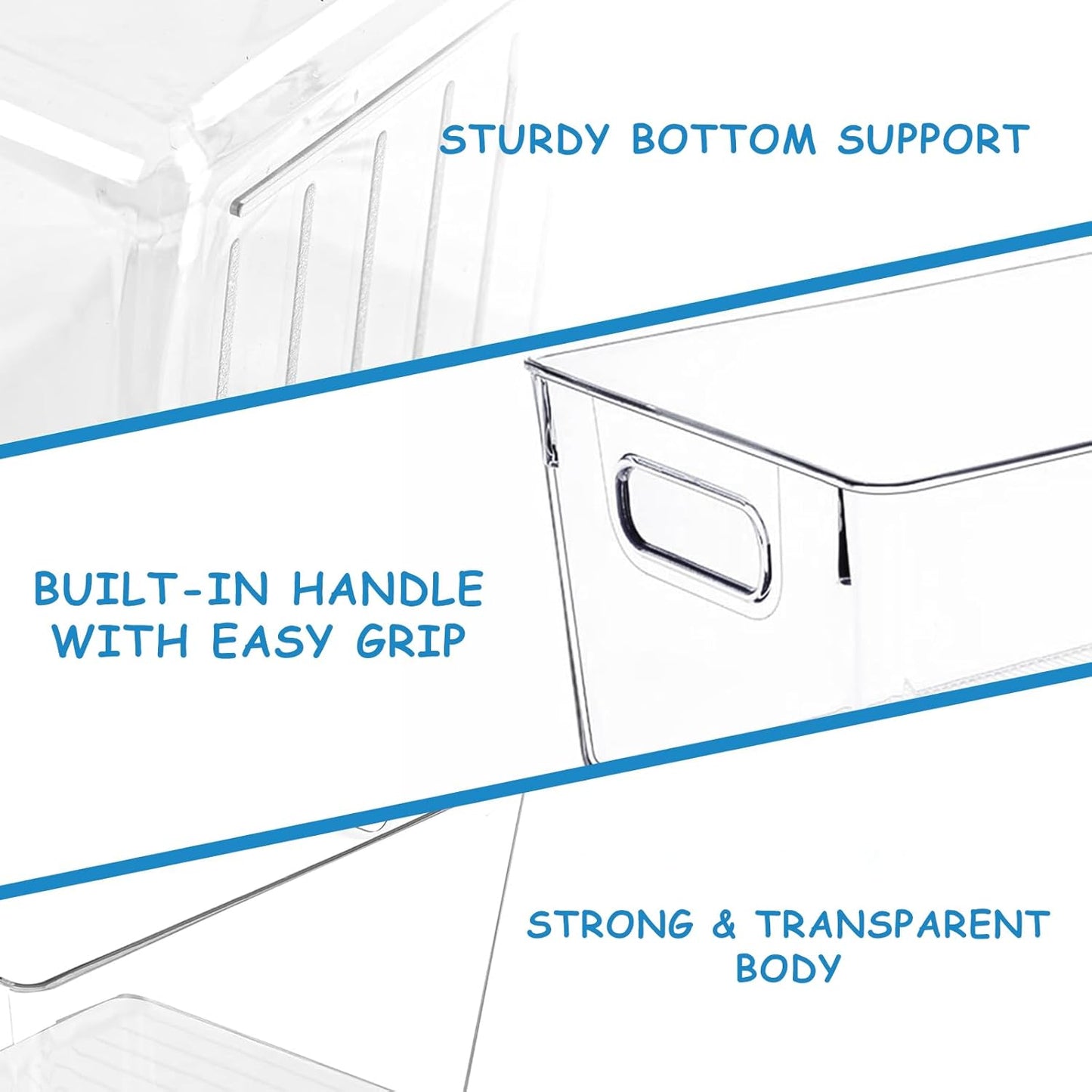 Clear Plastic Storage Bins-8 Pcs Pantry Organizers and Storage Containers with 4 Large (11"x8"x6") and 4 Small Snack Containers, Home Organization for Bathroom, Kitchen, Closet and Office