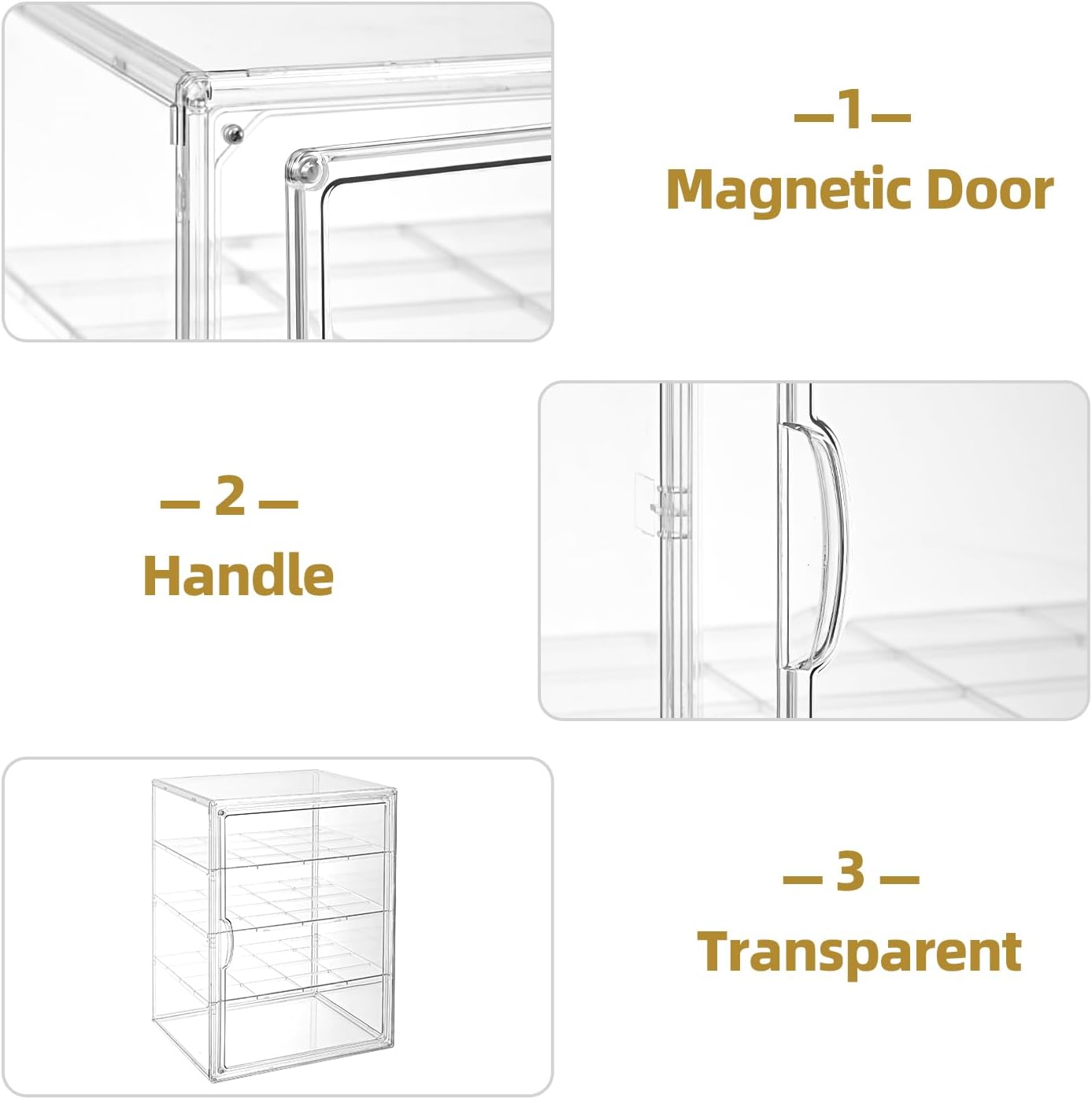 Pastry Display Case，4-Tier Adjustable Clear Bread Storage with Magnetic Door，Bread Box for Kitchen Countertop，15.7x11.8x9.8xinch (4 Tier-1 Pack)