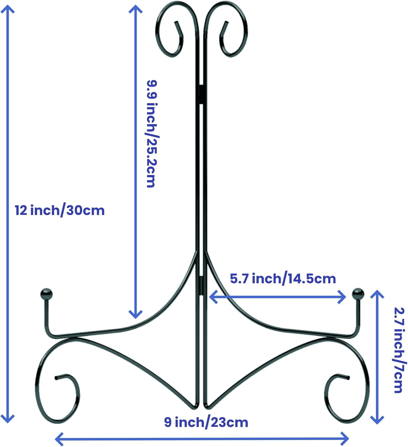 Iron Plate Stand for Display with Folding Design, Picture Stands for Tables, 12 Inch Large Easels for Displaying for Book, Art Piece, Photo and Platter, 12’’ Black, 2-Pack