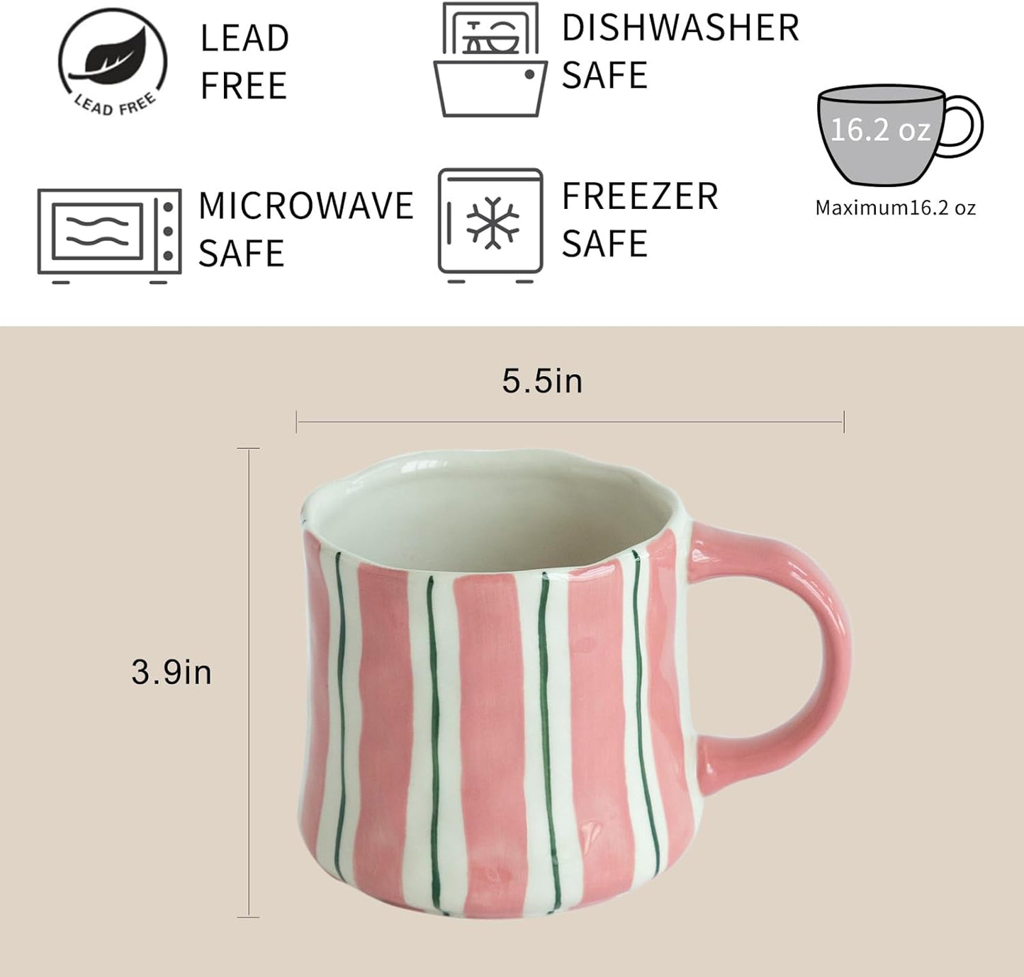Stripe Ceramic Coffee Mugs, 12oz Vibrant Striped Red Design Cute Mugs, Dishwasher & Microwave Safe Cups for Coffee, Tea, and Cocoa, Perfect for Daily Brews tea or coffee