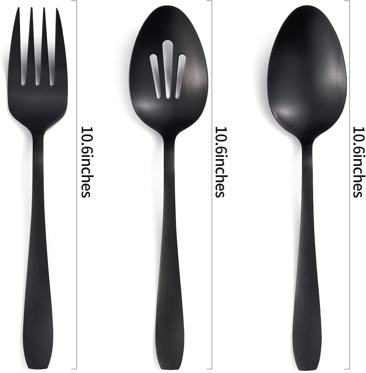 6 Pieces Large Black Serving Utensils, Stainless Steel Catering Buffet Serving Set Hostess Set, Serving Spoon x 2, Slotted Serving Spoon x 2 and Serving Forks x 2 for Party Banquet Cooking