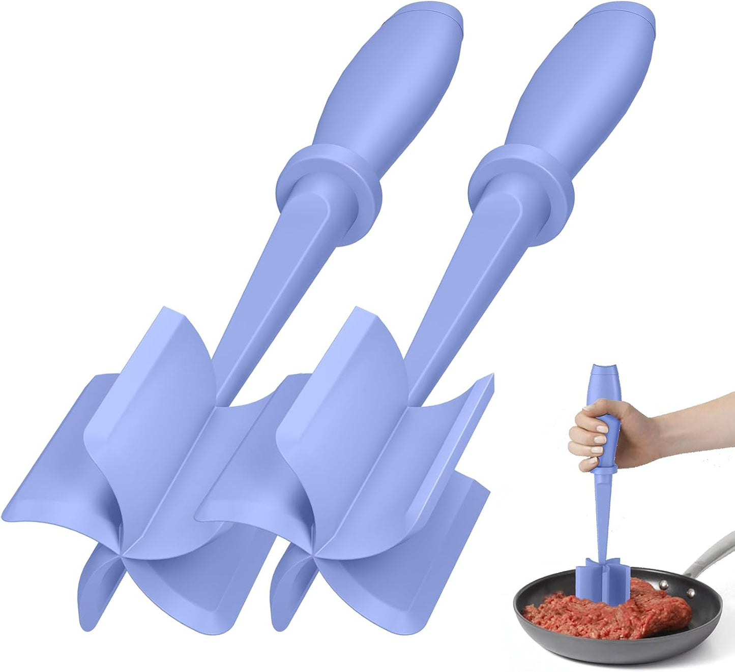 2Pcs Meat Chopper, Hamburger Grinder, Premium Heat Resistant Smasher for Ground Beef, Burger Grinder Nylon Potato Mix Tool-Purple