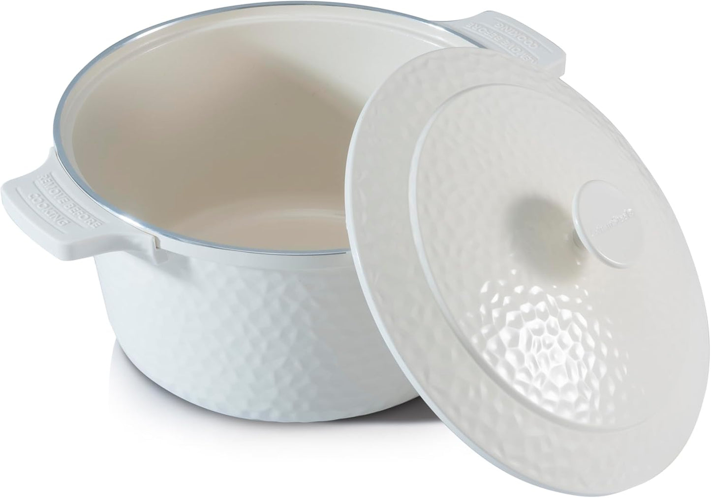 Gotham Steel Hammered 5 Qt Lightweight Dutch Oven Pot with Lid & Holders, Ceramic Non Toxic, Oven Safe & Even Heat Retaining Dutch Oven for Bread Baking Sourdough, Soup, 70% Lighter than Cast Iron