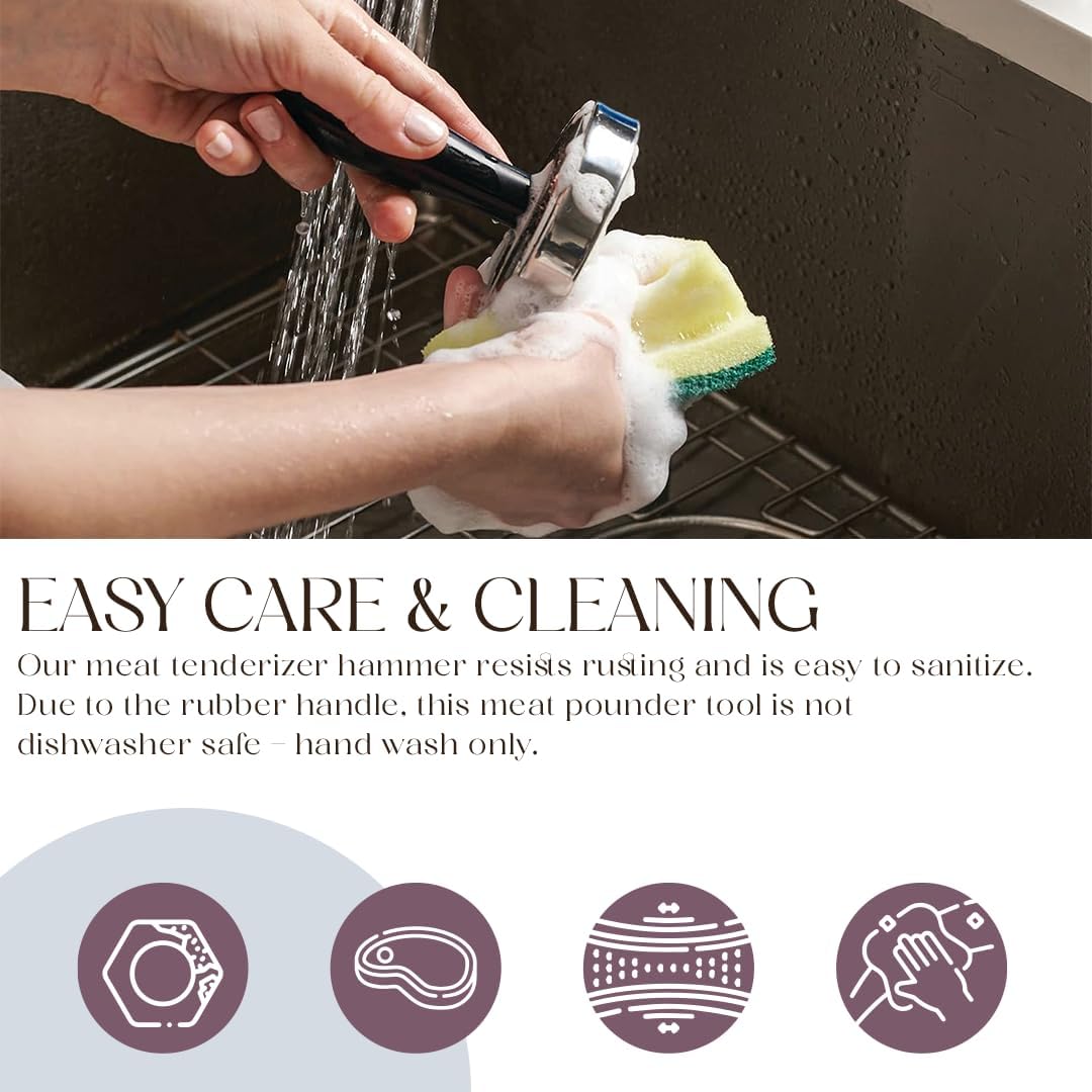 Bellemain Meat Pounder Flattener, Easy-Grip Meat Tenderizer, Stainless Steel Meat Mallet for Cooking, Meat Hammer, Chicken Tenderizer, Meat Smasher Utensil, Kitchen Mallet, Meat Masher Tool