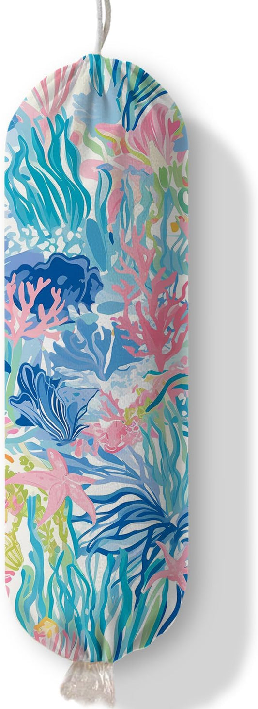 Plastic Bag Holder Dispenser, Plants Plastic Grocery Bag Organizer & Wall Mount Paper Trash Bag Saver Storage for Kitchen Home Pantry Decor, Shopping Bags Storage Dispenser