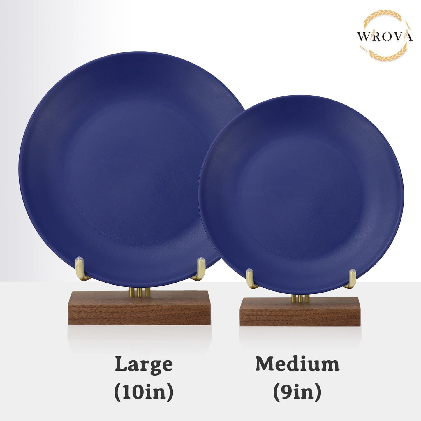 Wrova Wheat Straw Dinner Plates 9 Inch Unbreakable Set of 8 - Dishwasher & Microwave Safe Plastic Plates Reusable - Lightweight Plates for Kitchen,Camping,Apartment,Dorm,RV,Party - Ocean Series