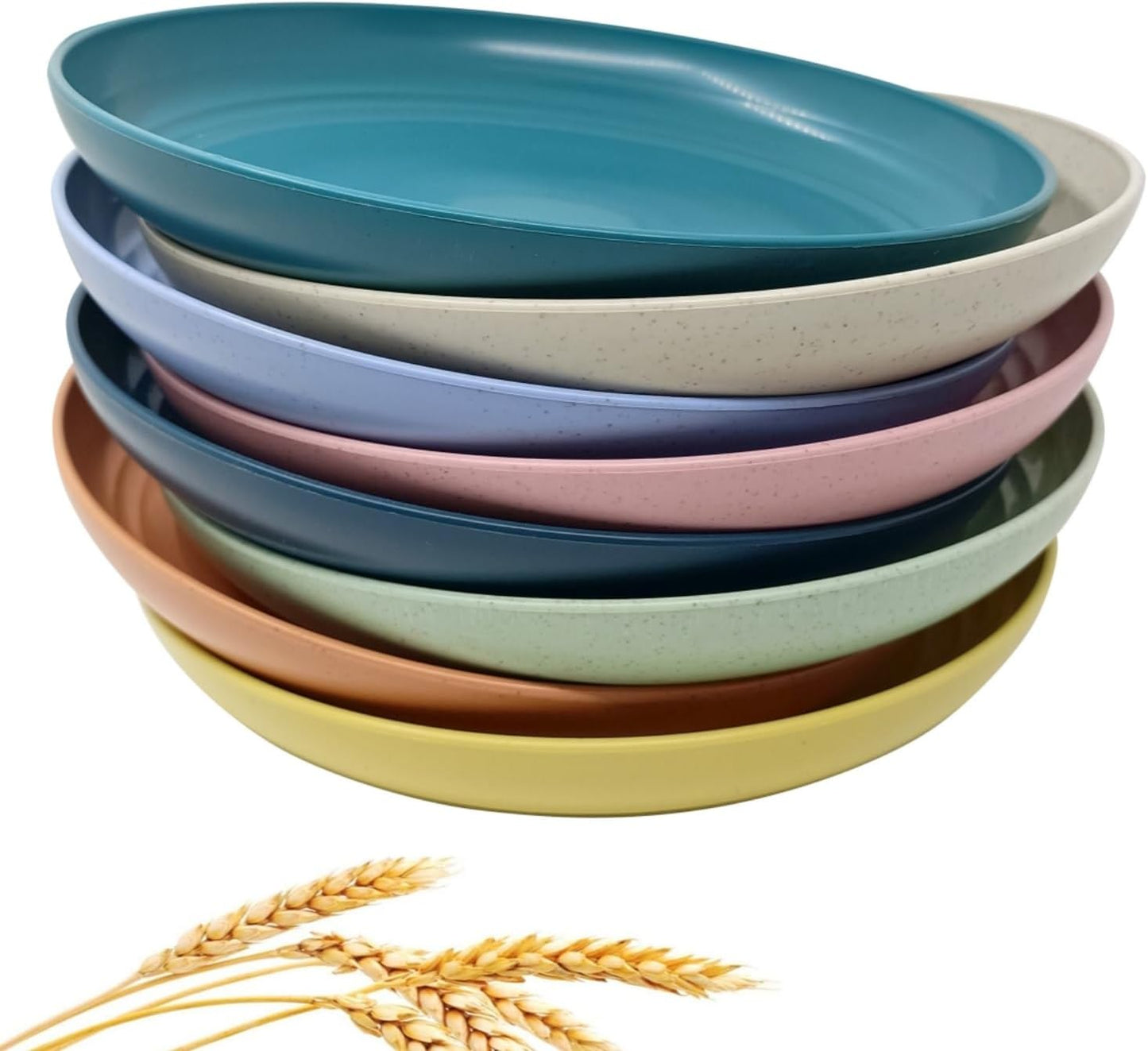 Wheat Straw Plates Lightweight Unbreakable Dinner Dishes Plates Set Dishwasher & Microwave Safe (Extra Large 8 Pack 10')